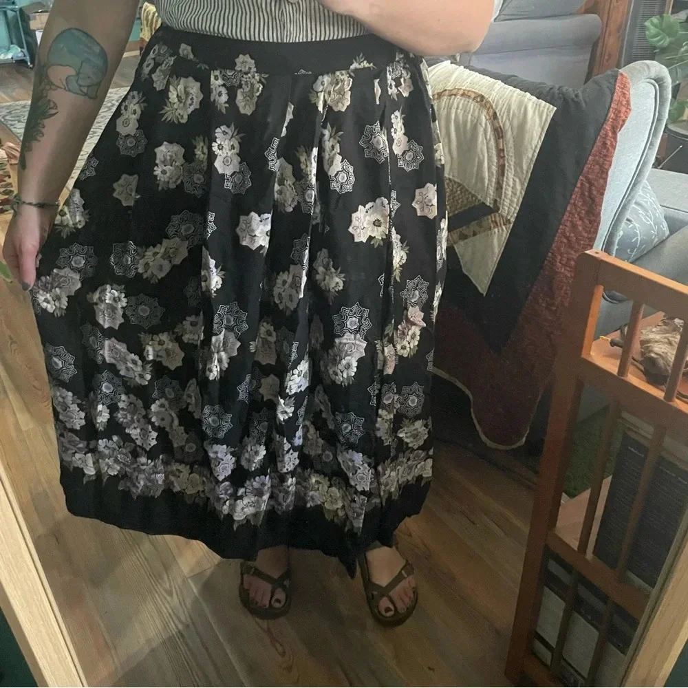 Karen Scott whimisgoth maxi skirt purple flowers women’s 12 cottage core